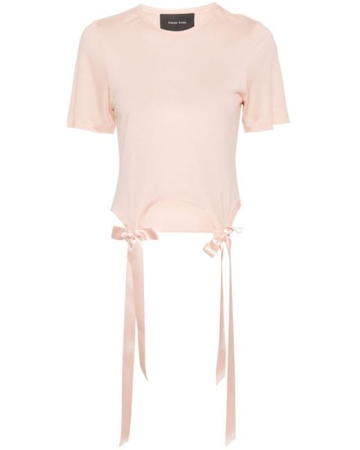 Simone Rocha Pink Bow-Detailing Cotton T-Shirt