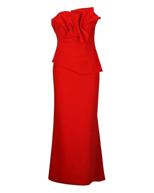 Acler Red Esher Ruffled Maxi Dress