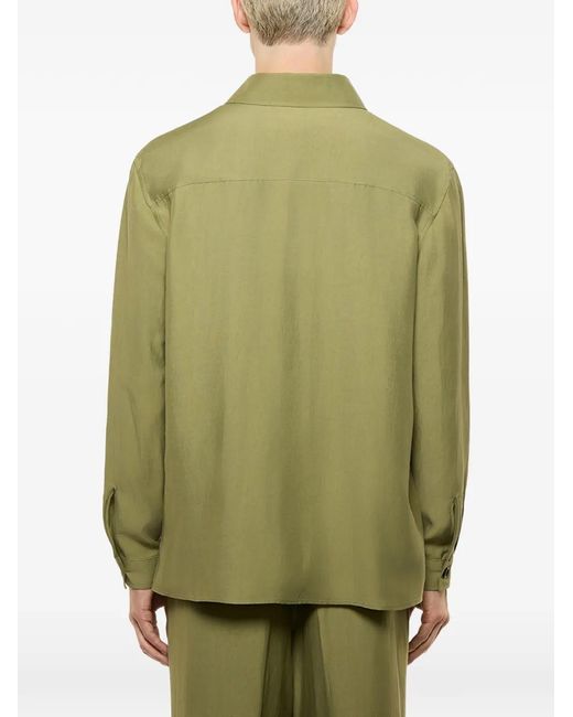 Laneus Green Button Embroidered Overshirt for men