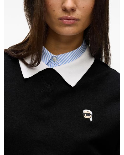 Karl Lagerfeld Black Ikon Collar Sweatshirt