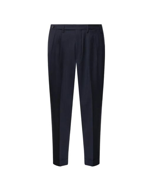 Michael Coal Blue Pleated-Detail Tailored Trousers for men