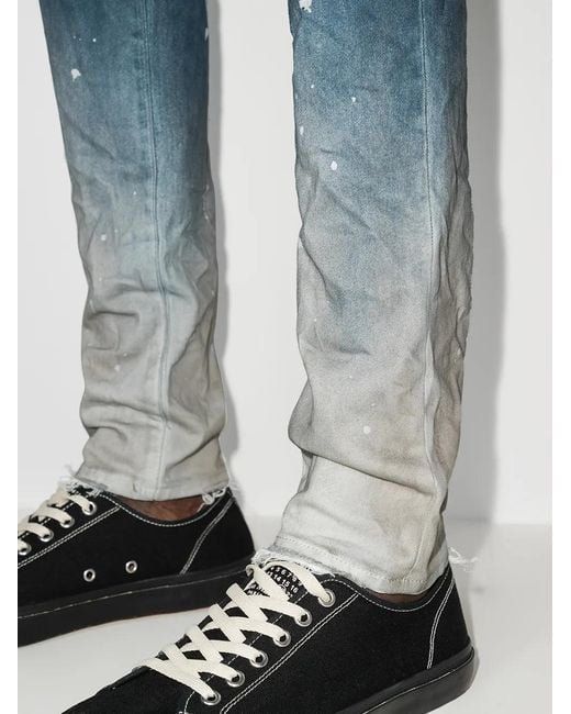 Purple Brand Gerade Jeans Mit Farbklecks-Print in Blue für Herren