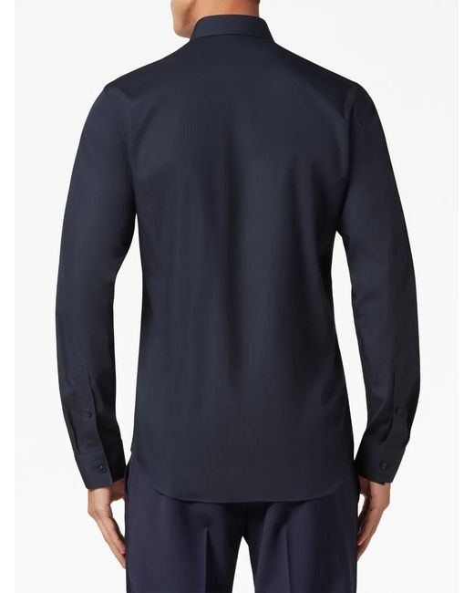 Philipp Plein Blue Logo-Embroidered Cotton Shirt for men