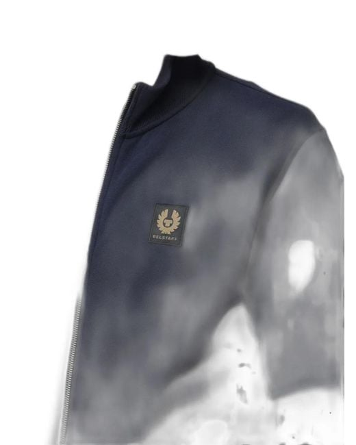 Belstaff Blue Logo-Patch Zip-Up Sweatshirt for men