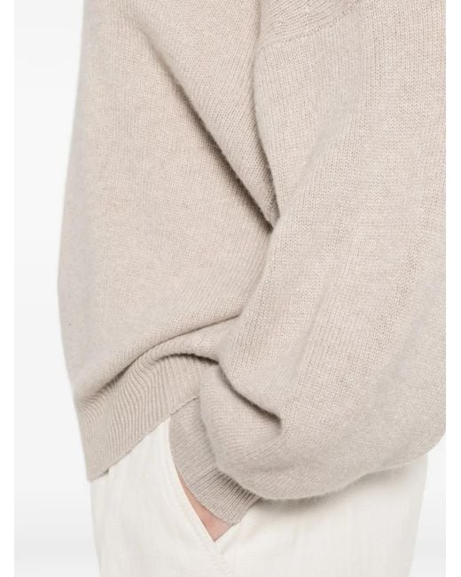 Lisa Yang White Veira Dropped-Shoulder Cashmere Sweater