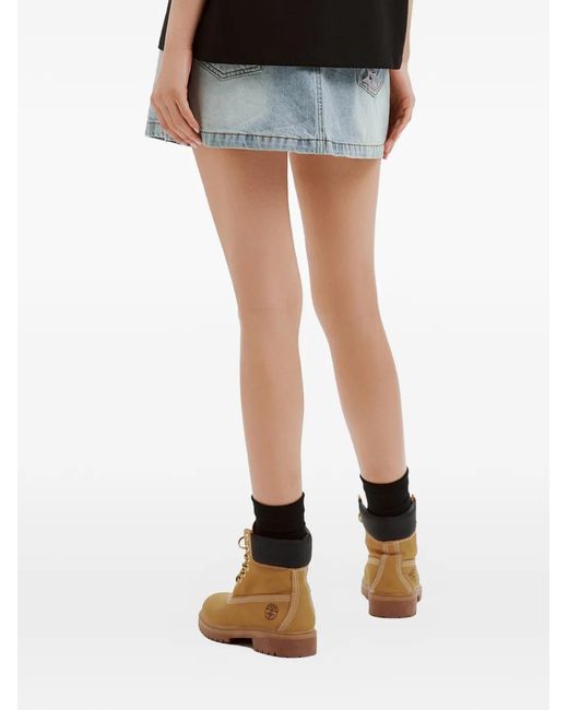 Mini Cream Mini-Rok Met Sterpatch En Rits in het Blue