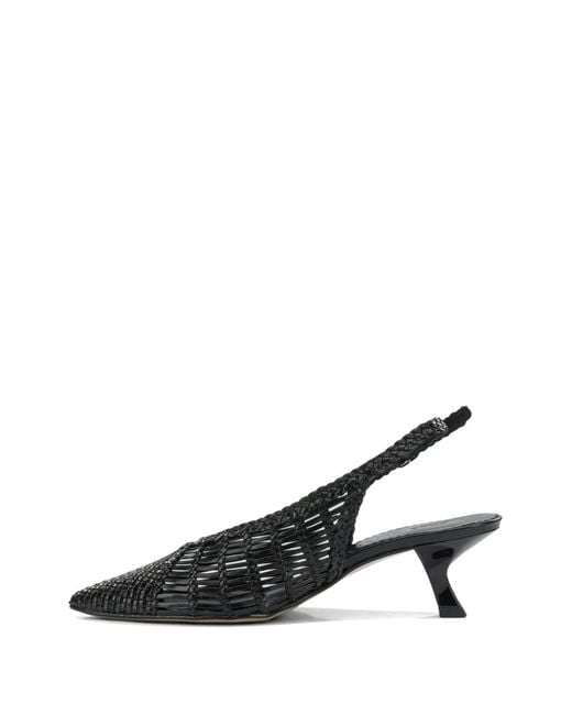 Toni Pons Black Woven Leather Slingback Pumps
