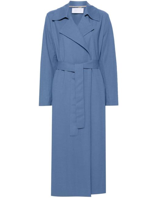 Harris Wharf London Blue Twill Belted Maxi Coat
