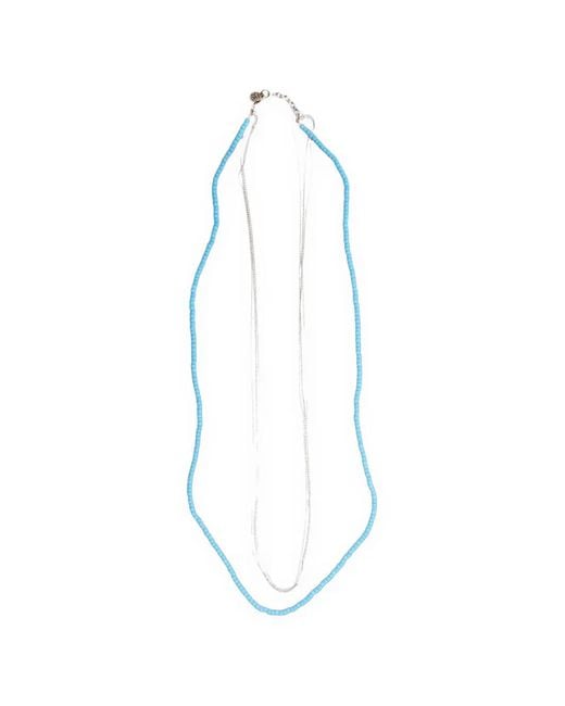 HTC White Watermary Beaded Multi-Strand Necklace