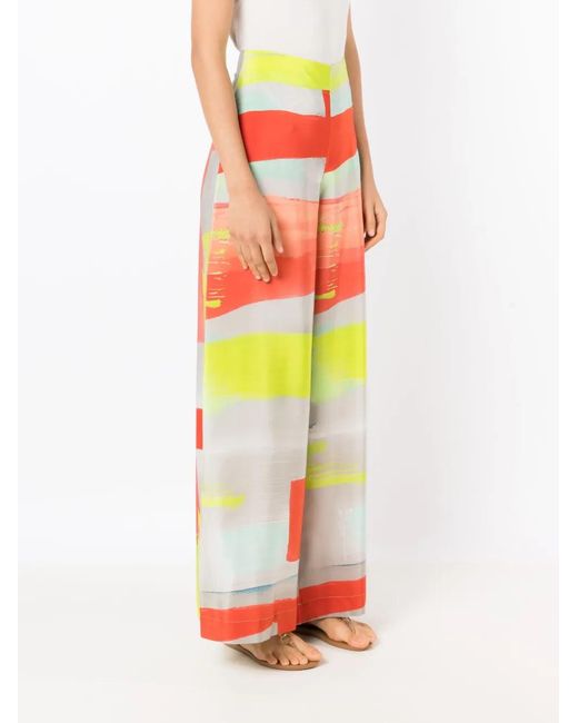 Lenny Niemeyer White Canvas Wide-Leg Silk Trousers