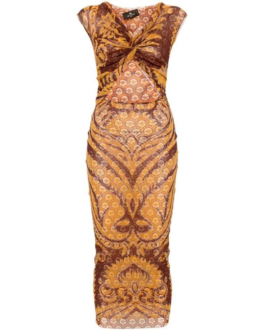 Etro Midi-jurk Met Print in het Metallic