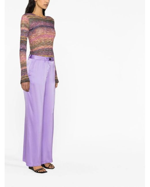 Forte_forte Purple Loose-Fitting Silk Trousers