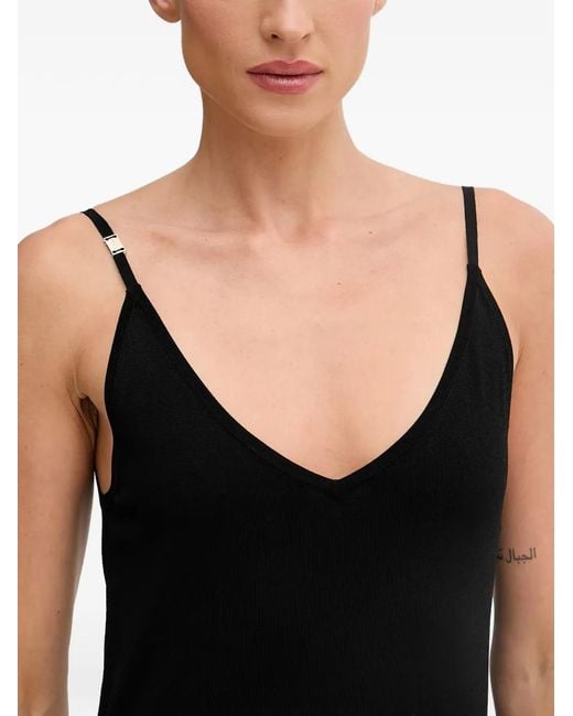 Guess Black Logo-Plaque Spaghetti-Strap Maxi Dress