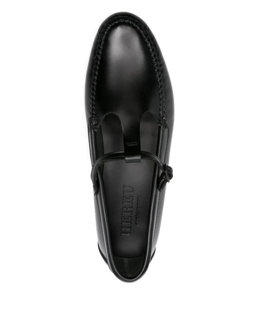 Hereu Black Buckle-Detail Loafers