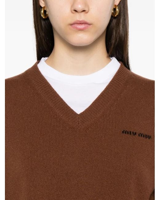 Maglione Crop di Miu Miu in Brown