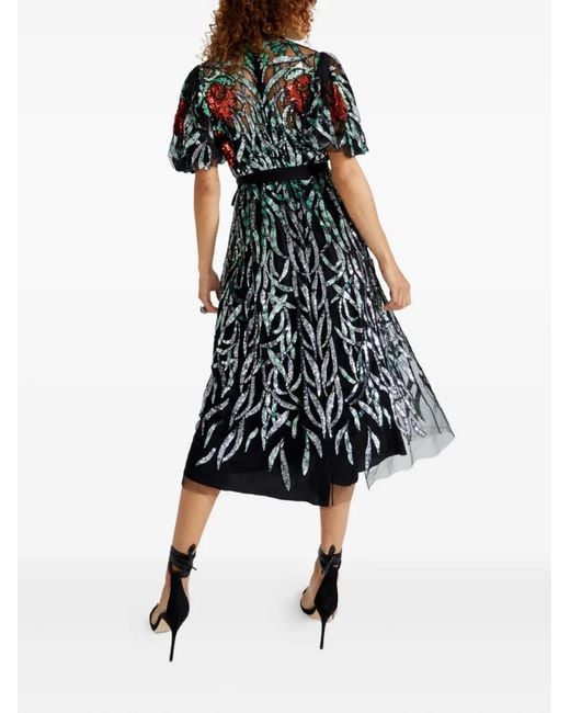 Temperley London Black Sequin-Embellished Midi Dress