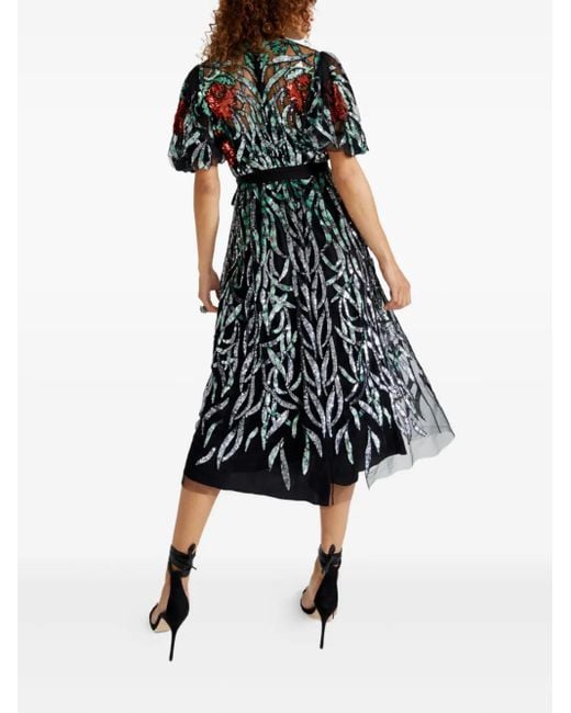 Temperley London Black Sequin-Embellished Midi Dress