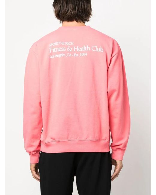 Sporty & Rich Pink Fitness & Health Club Crew Neck Sweatshirt