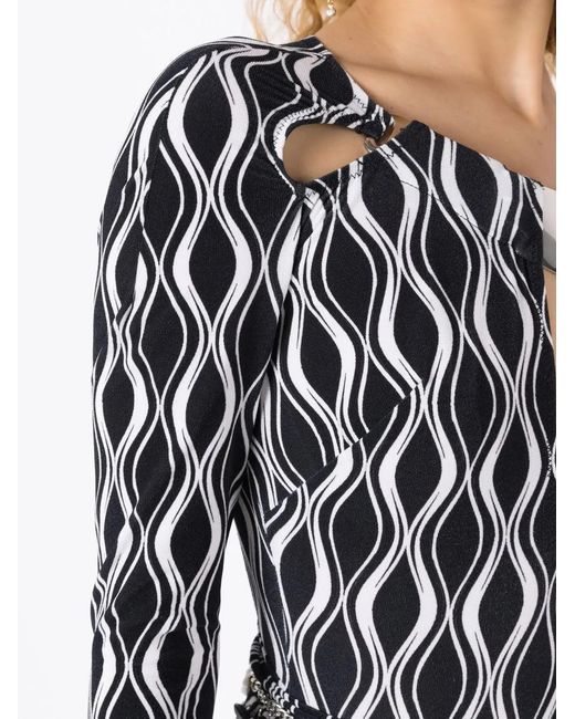 Amir Slama Black Cut-Out Wave-Print Body