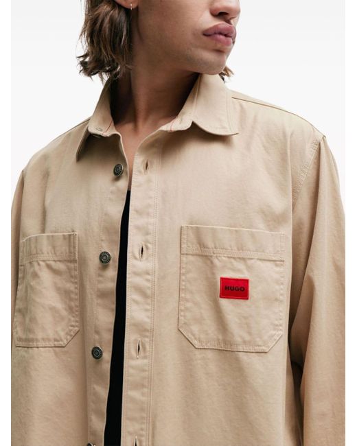 Chemise en coton à logo appliqué HUGO pour homme en coloris Natural