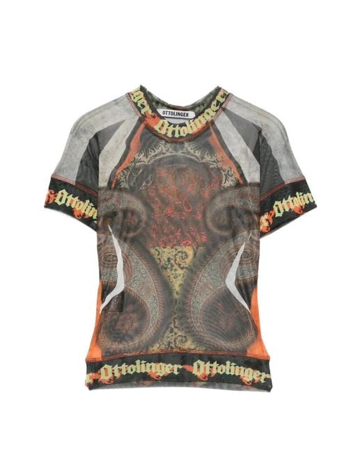 OTTOLINGER Gray Paisley-Print T-Shirt