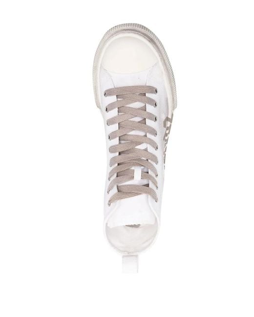 DSquared² White Logo-Print High-Top Sneakers for men