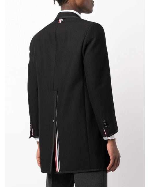 Thom Browne Black Single-Breasted Wool Coat for men