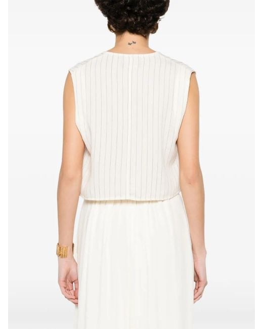 ELEH White Pinstripe Button Jacket