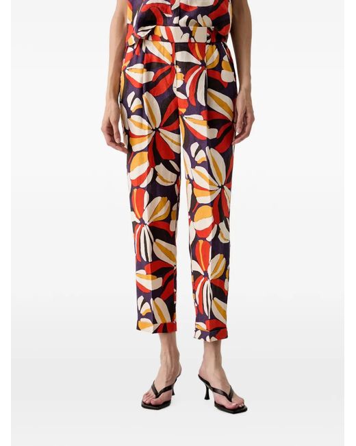Benetton Floral-Print Tapered Trousers
