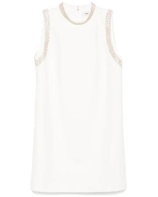 Sandro ラインストーン ミニドレス White