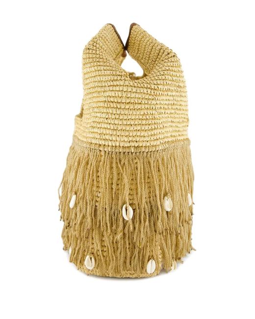 Sensi Studio Metallic Fringed Straw Handbag