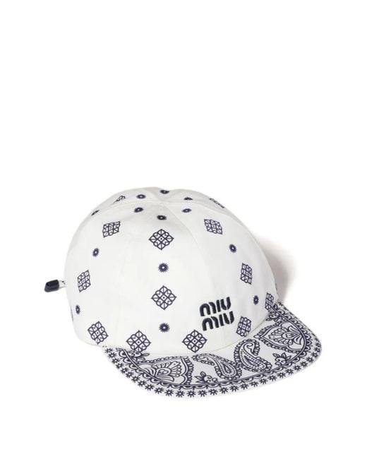 Miu Miu Gray Paisley-Print Baseball Cap