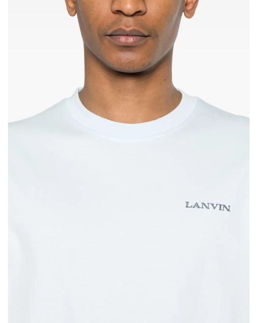 Lanvin White Logo-embroidered T-shirt for men