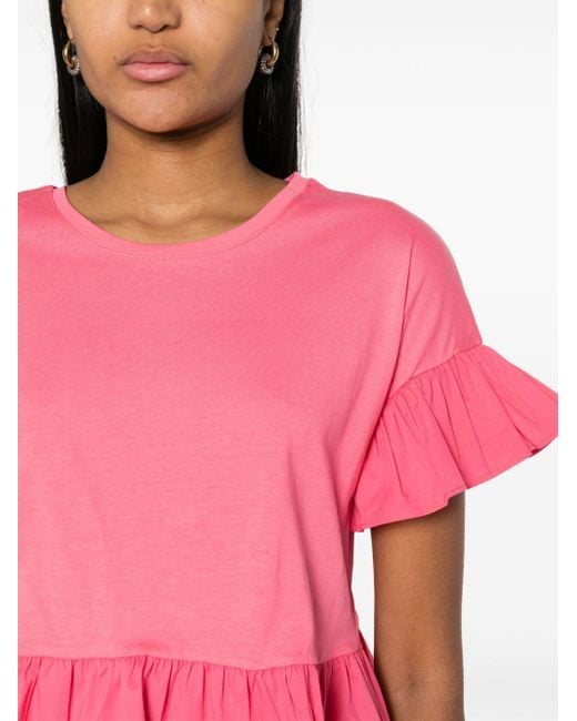 Liu Jo Pink Ruffled Cotton T-shirt
