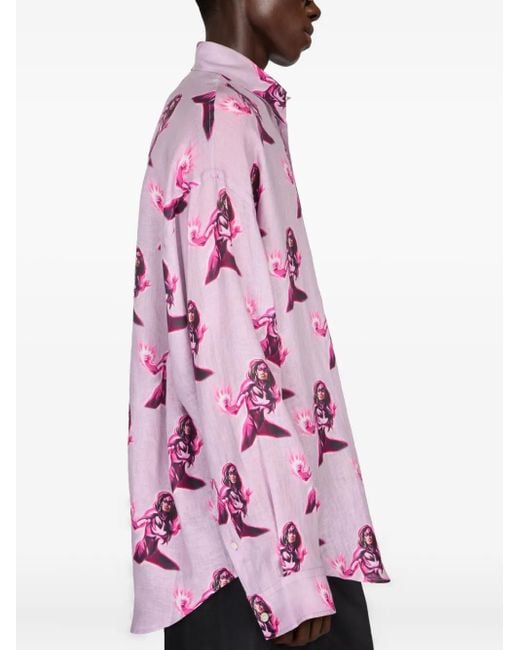 メンズ Acne プリント シャツ Pink
