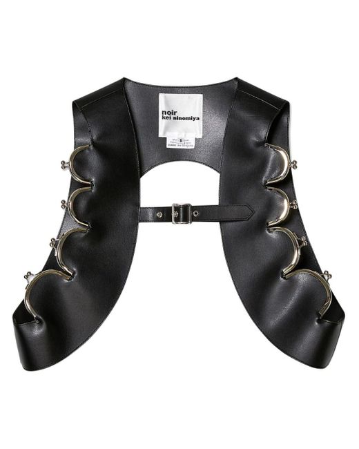 Noir Kei Ninomiya Black Kiss-clasp Faux-leather Vest
