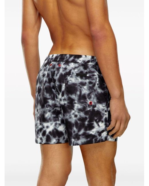 DIESEL Black Tie-dye Print Swim Shorts for men