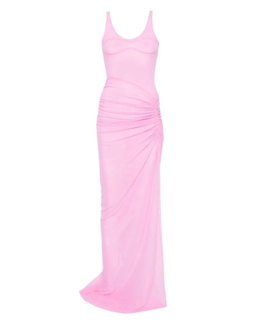 David Koma Mesh Avondjurk Met Ruches in het Pink