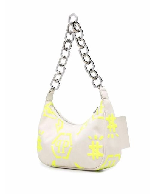 Philipp Plein Metallic Monogram Print Shoulder Bag