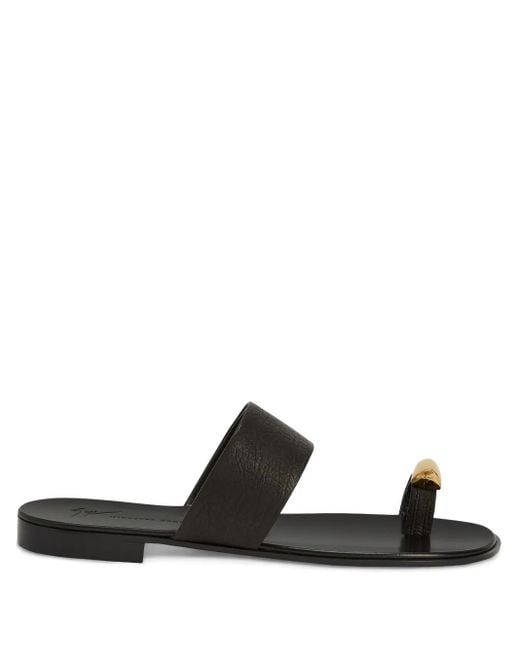 メンズ Giuseppe Zanotti Norbert レザーサンダル Black
