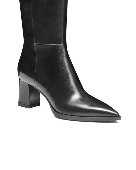 Santoni Black Pointed-Toe Block-Heel Boots