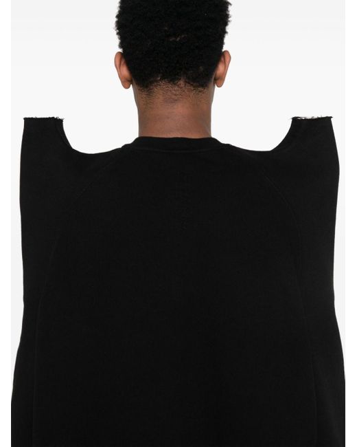 Rick Owens Black Structured-Shoulders Cotton Sweatshirt for men