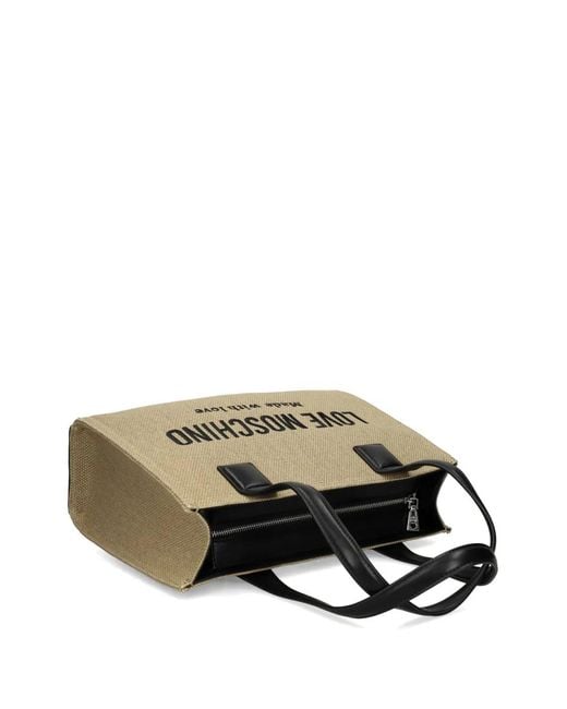 Love Moschino Natural Logo-Lettering Tote Bag