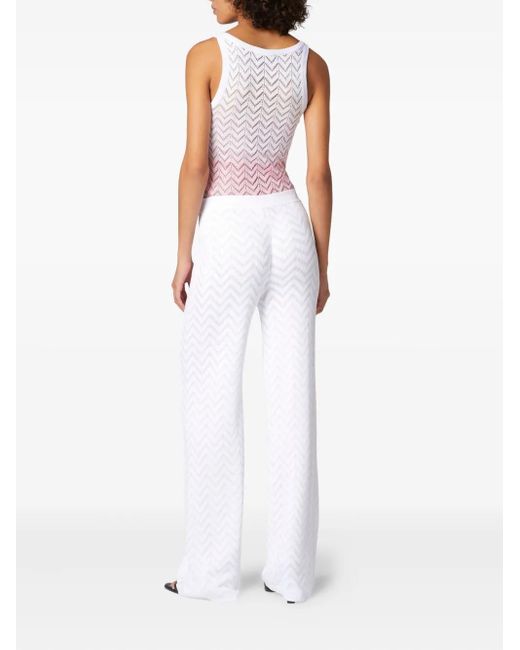 Missoni White Zigzag-Pattern Trousers