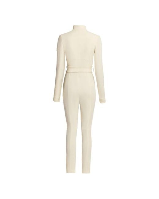 Elie Saab Natural Turtleneck Belted Jumpsuit