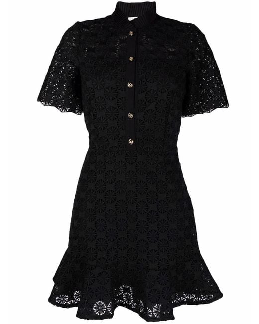 Sandro Short-sleeved Lace Dress in Black | Lyst Canada