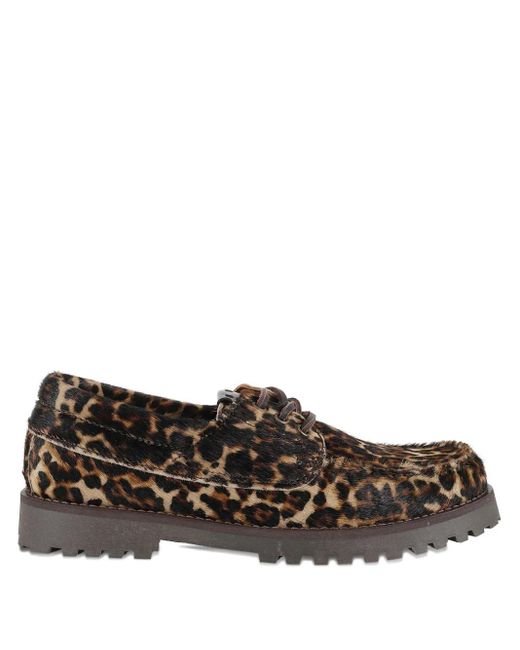 Leopard-print leather Derby shoes COPENHAGEN de color Brown