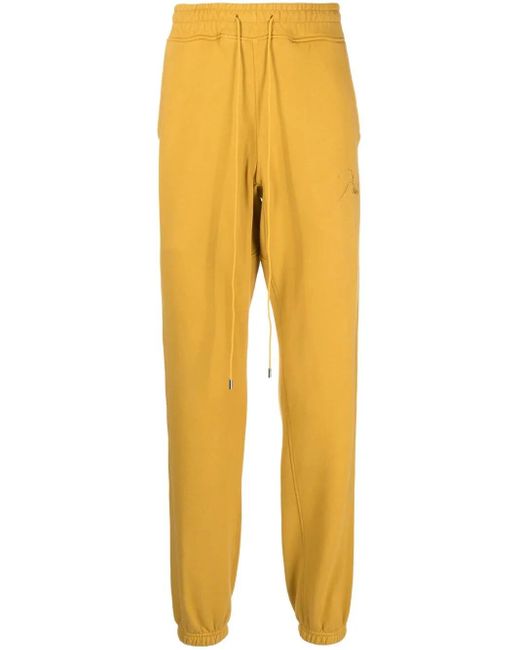 Rhude Yellow Embroidered-Logo Drawstring Track Pants for men