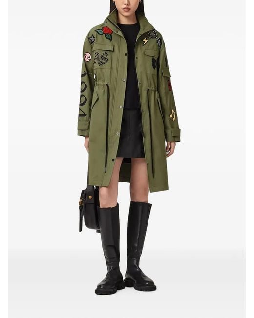 AllSaints Green Ariaa Patch-Embellished Drawstring Jacket