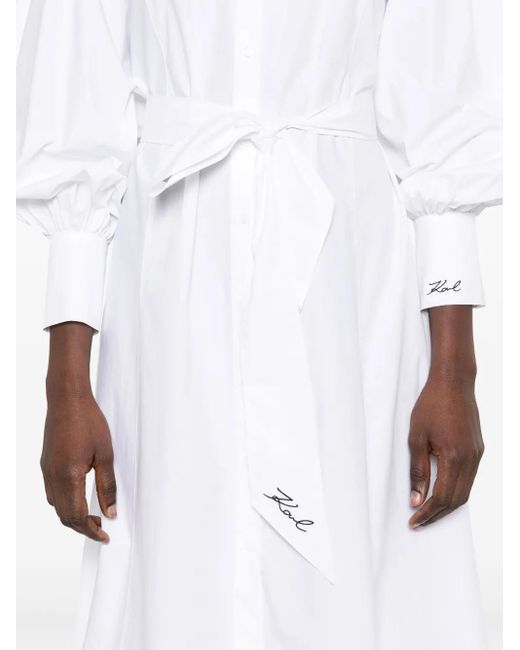 Karl Lagerfeld White Shirt Dress With Bow Detail